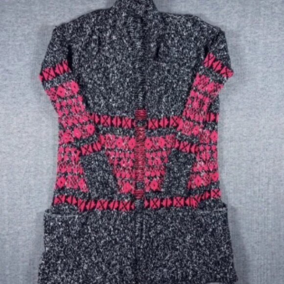 Express Long Line Cardigan Sweater Black And Pink Size Women’s Size XS Cotton - Picture 1 of 5